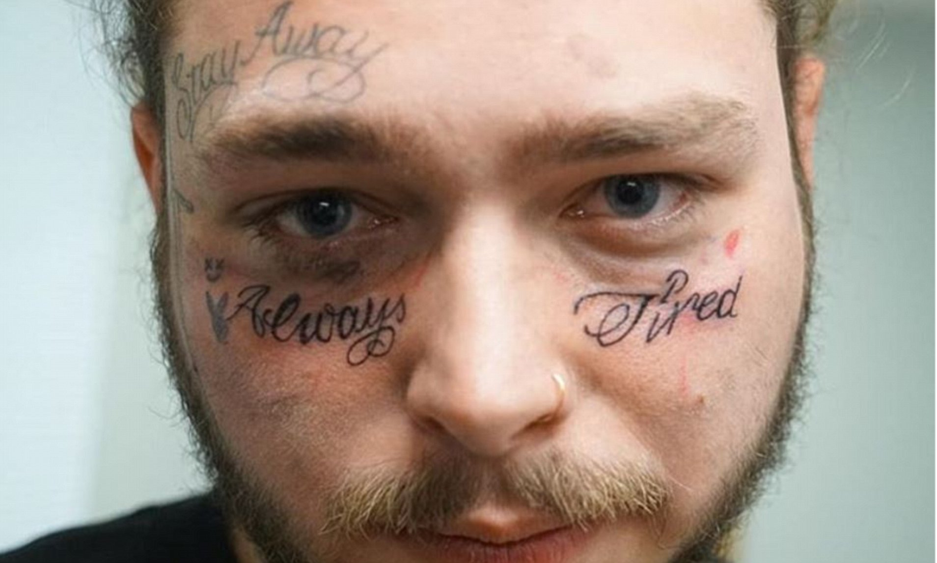 Post Malone Gets Always Tired Tattooed Under His Eyes Adding To pertaining to proportions 1908 X 1146