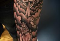 Praying Hands Dove Cross Lets Get Inked Forearm Tattoo Men throughout sizing 1080 X 1297