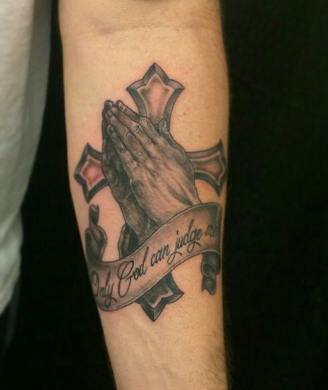 Praying Hands With Cross Only God Can Judge Me Tattoo Josh intended for dimensions 1150 X 1369