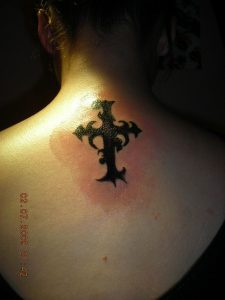 Purple Black Tirbal Cross Tattoo Picture Purple Cross Tattoo with regard to proportions 768 X 1024