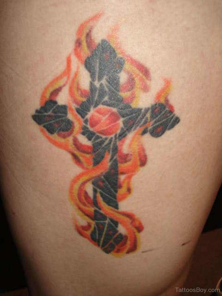 Religious Cross Flame Tattoo with proportions 768 X 1024