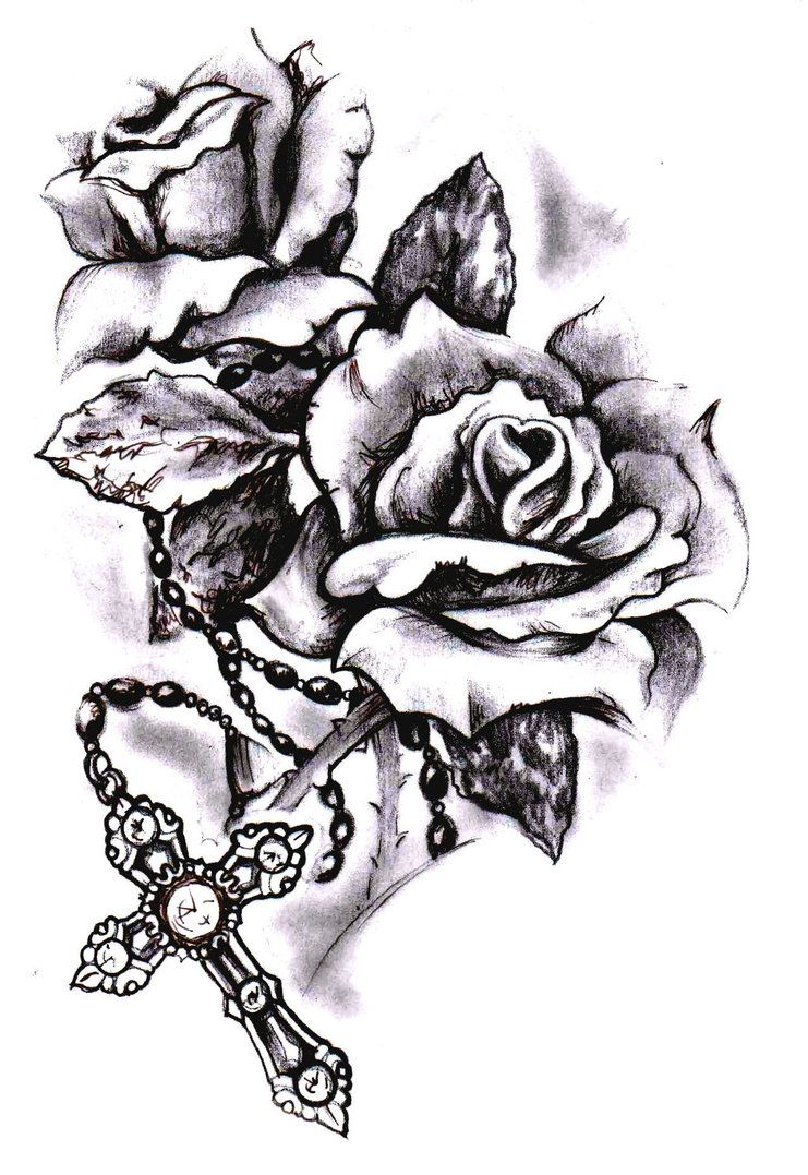 Rose Cross Sketch Simonvalentine On Deviantart Tattoo Ideas in dimensions 741 X 1077