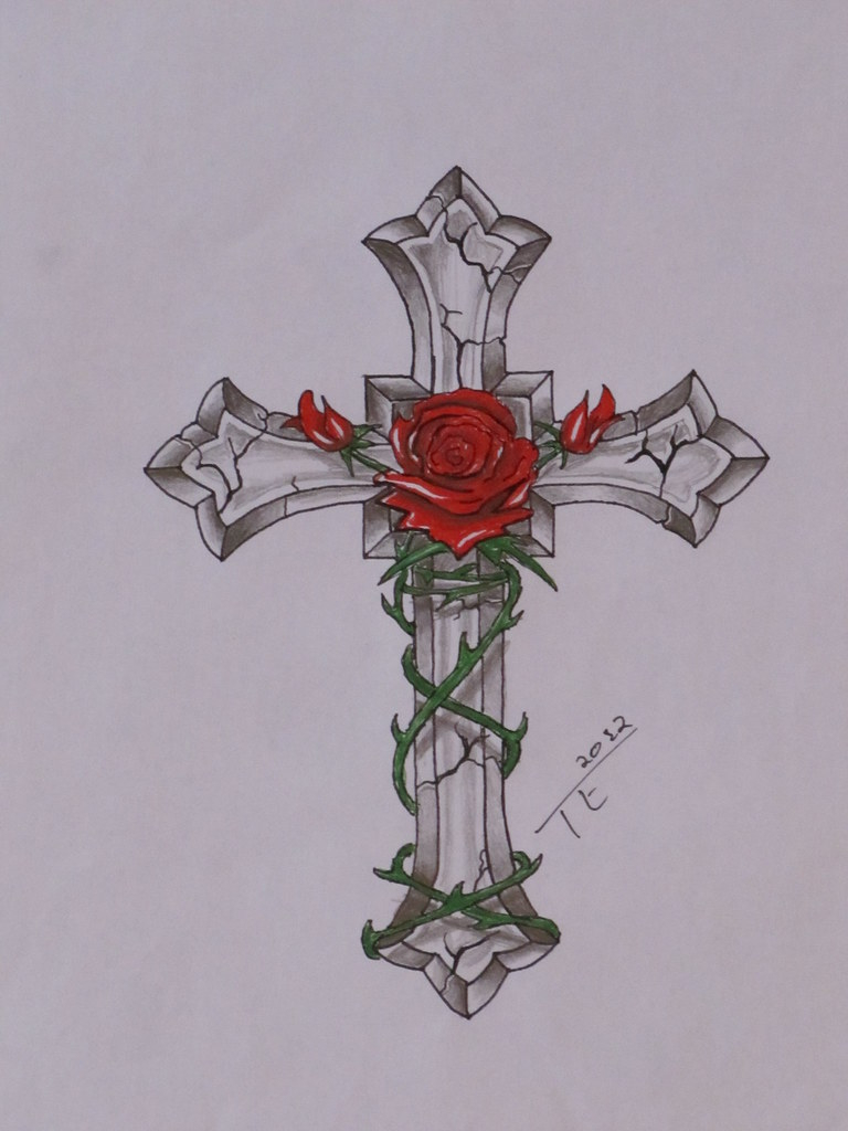 Rose Cross Tattoo 2 Eckert Design Flickr with dimensions 768 X 1024