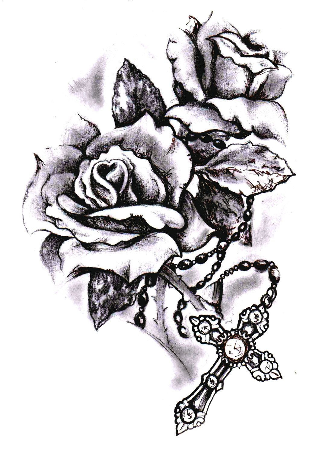 Rose Cross Tattoo Google Search Drawings Cross for proportions 1024 X 1489