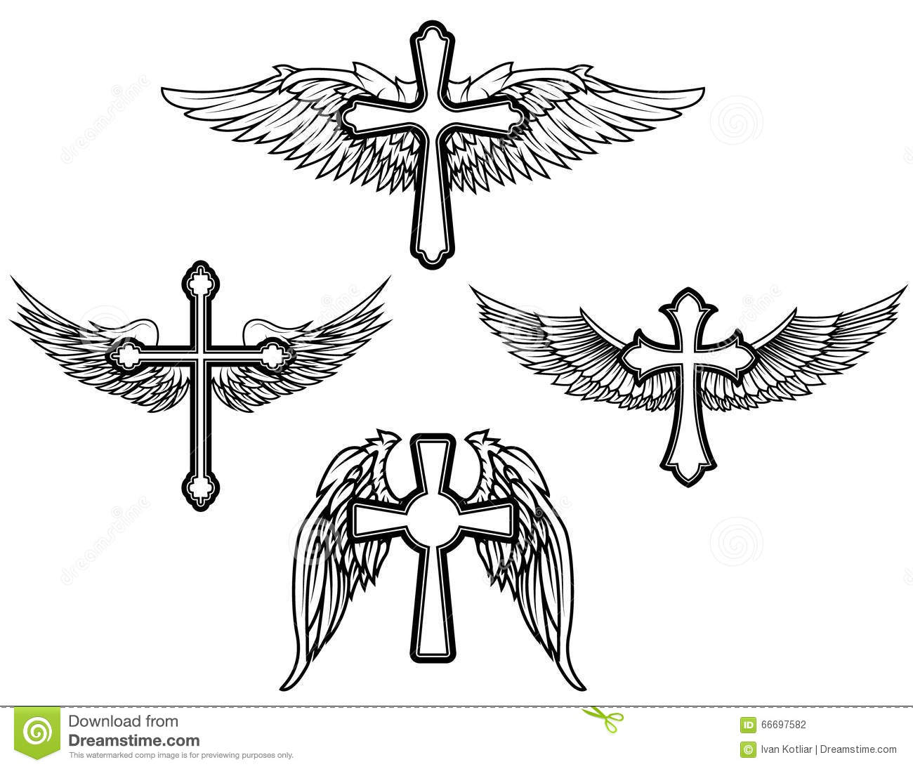 Set Of The Cross With Wings Stock Vector Illustration Of Death inside size 1300 X 1095