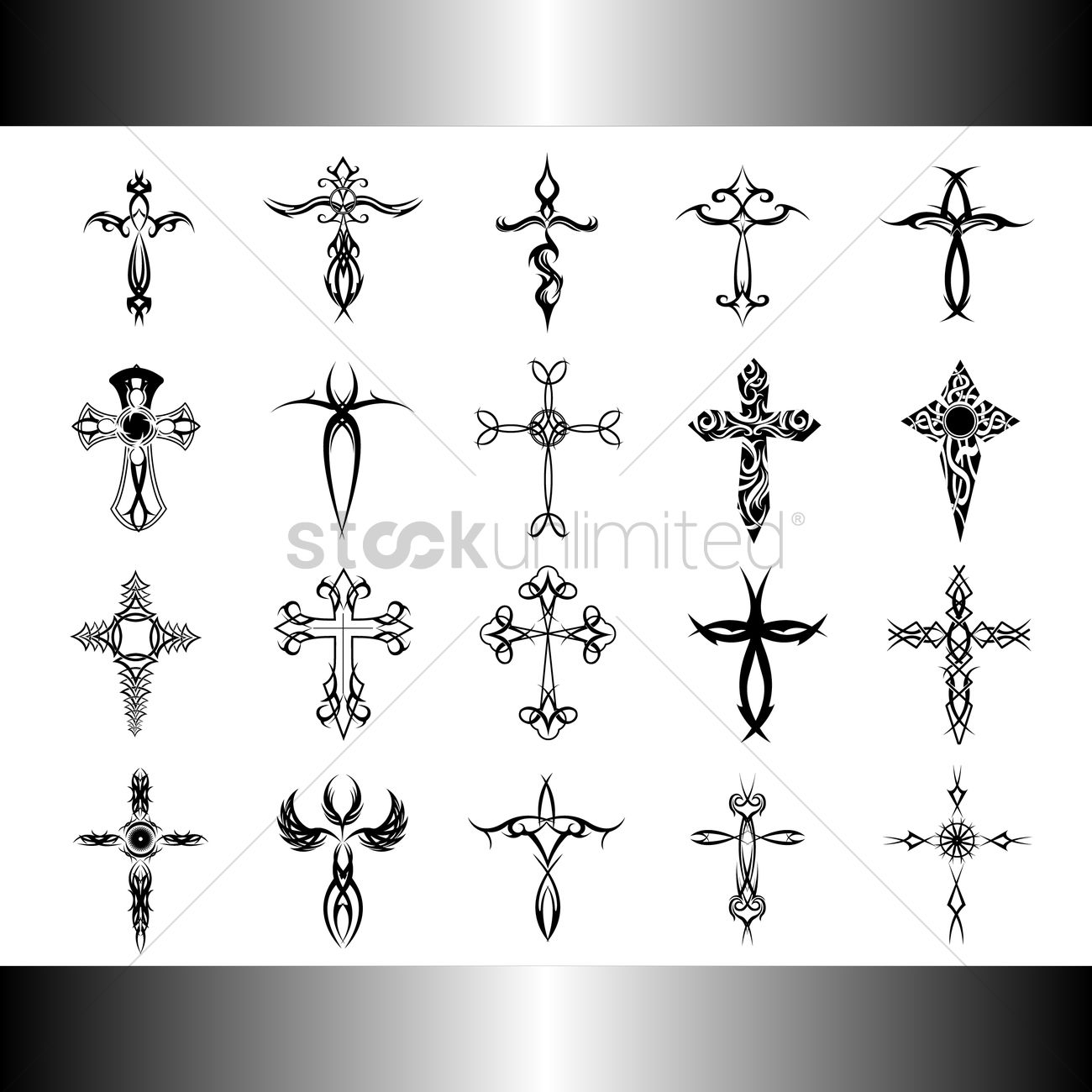 Set Of Tribal Cross Tattoos Vector Image 1524230 Stockunlimited for size 1300 X 1300