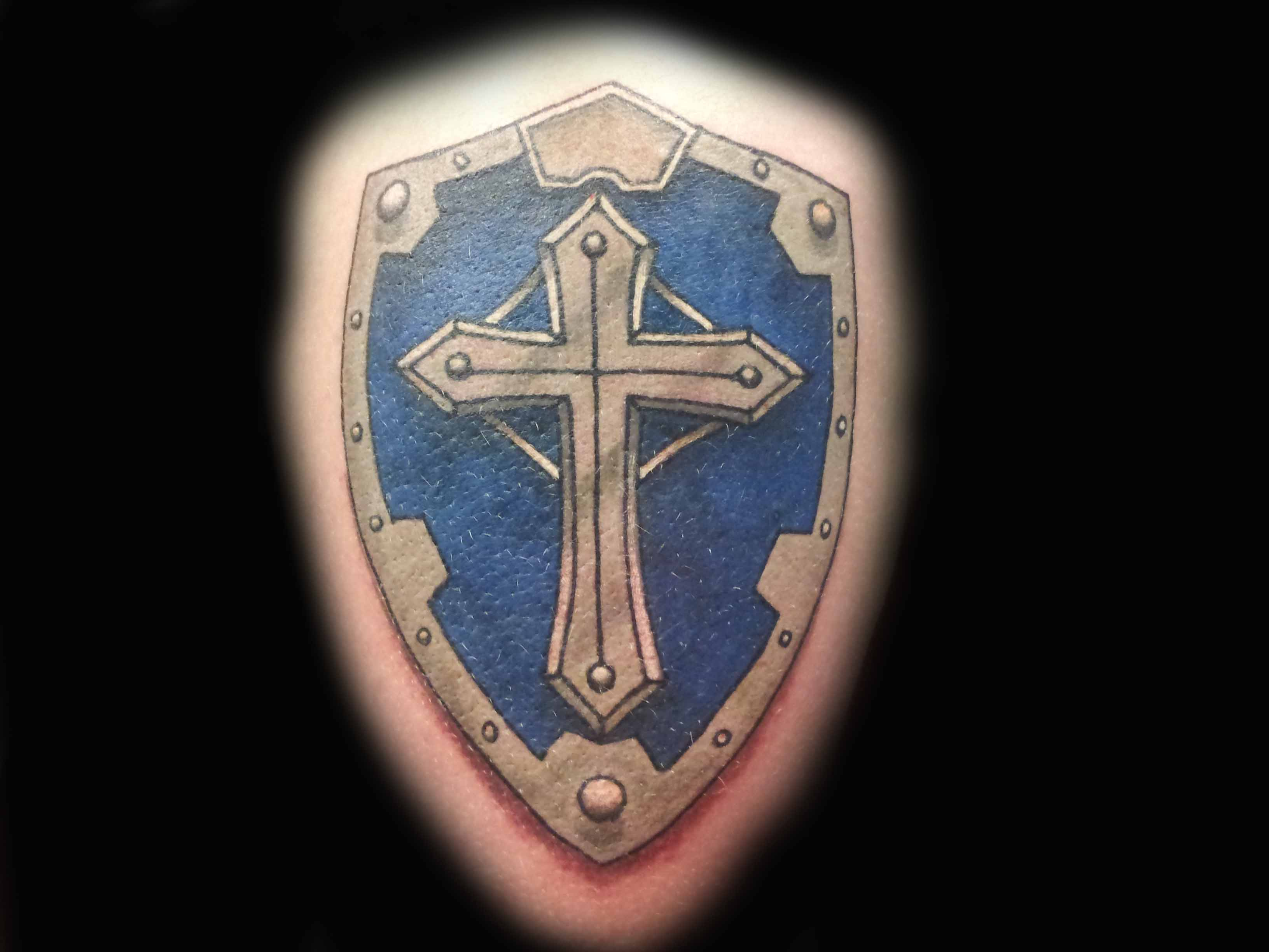 Shield With Cross Tattoo for sizing 3264 X 2448