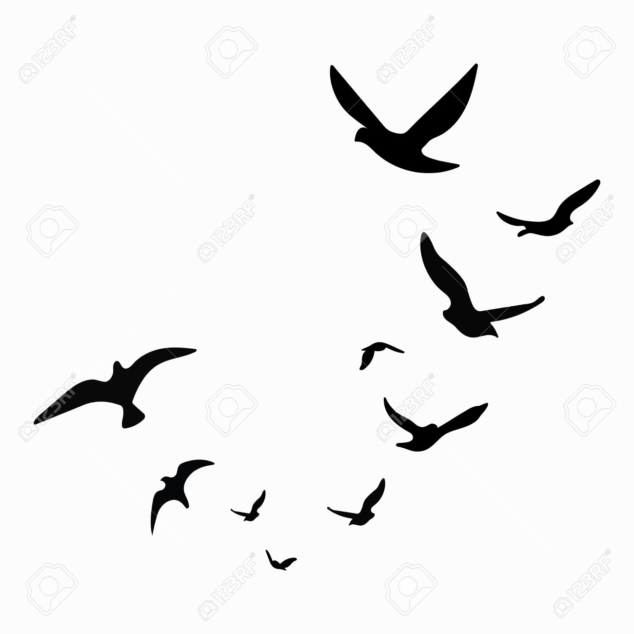 Silhouette Of A Flock Of Birds Black Contours Of Flying Birds pertaining to measurements 1300 X 1300