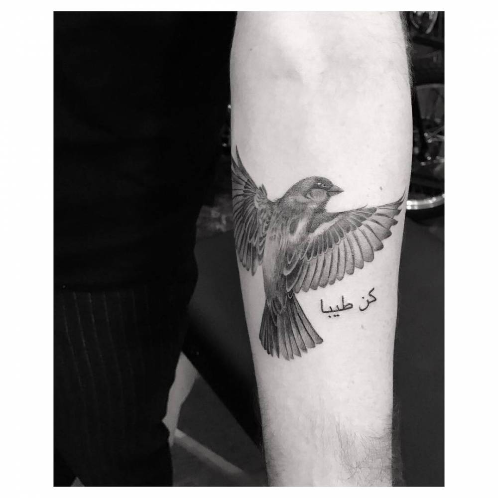 Single Needle Bird Tattoo On Sam Smiths Left Inner inside sizing 1000 X 1000