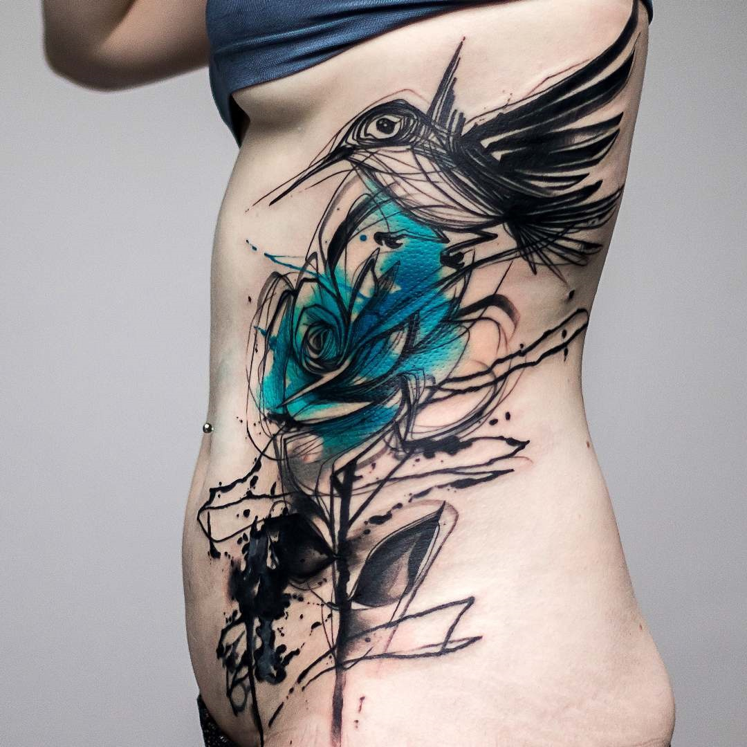 Sketch Style Bird Blue Rose Best Tattoo Design Ideas in measurements 1080 X 1080