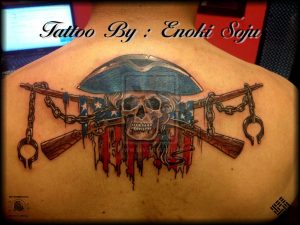 Skull American Flag Crossed Rifle Tattoo Enoki Enokisoju with proportions 1024 X 768