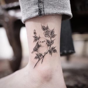 Small Bird And Flowers Tattoo Idea Bird Tattoos Bird Flower for dimensions 1080 X 1080