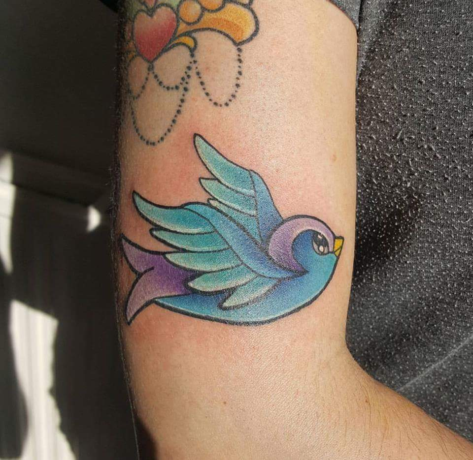 Small Blue Bird Tattoo Design For The Arm Fashionizm inside size 960 X 935