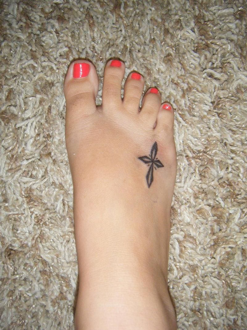 Small Cross Foot Tattoos Creativefan throughout dimensions 800 X 1067