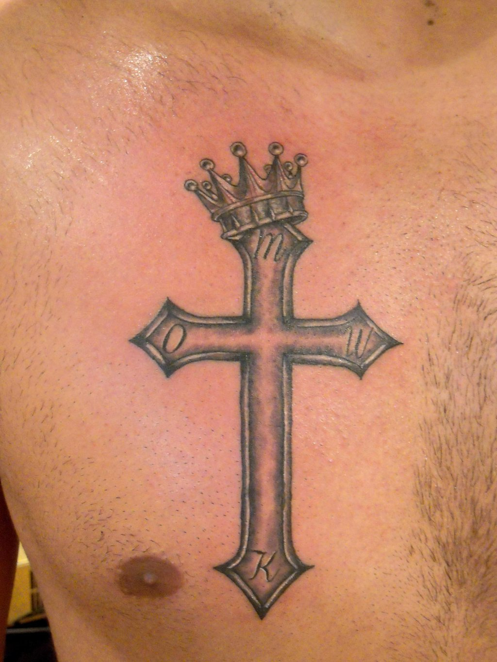 Small Cross On Crown Tattoo On Chest Tattooshunt regarding size 1024 X 1365