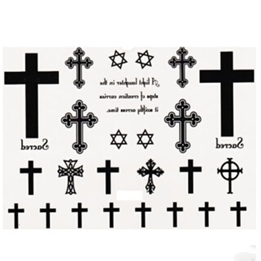 Small Large Black Cross Waterproof Tattoo Harajuku Leg Arm Chest inside size 900 X 900