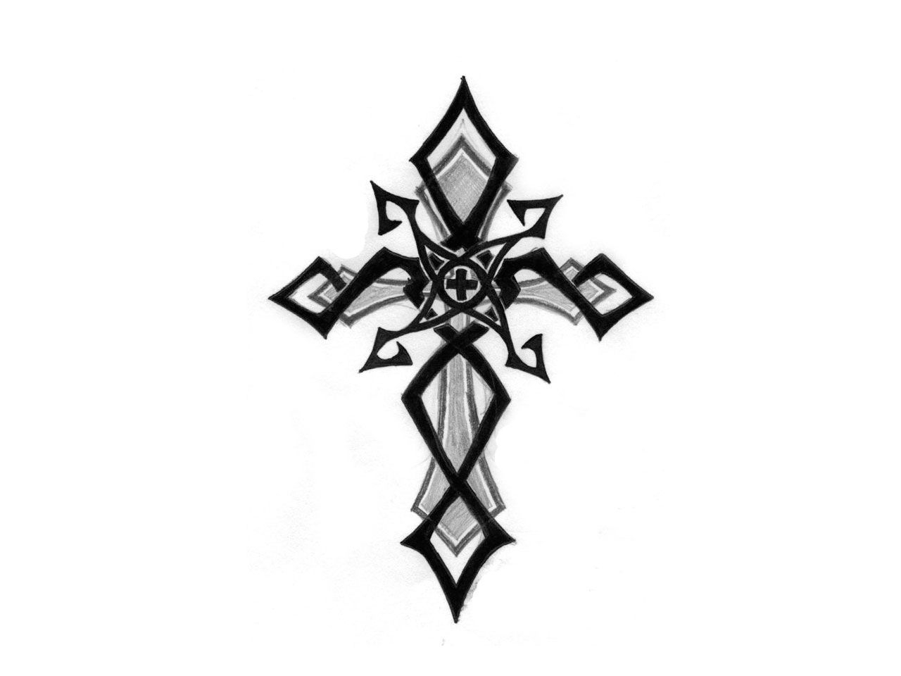 Small Tribal Tattoos Free Designs Penciled Tribal Cross Tattoo with size 1280 X 960