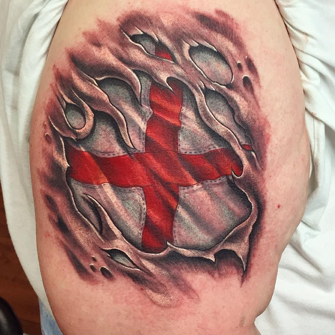 St George Flag Tattoo 3d Tattoo St George Flag Tattoos throughout dimensions 1080 X 1080
