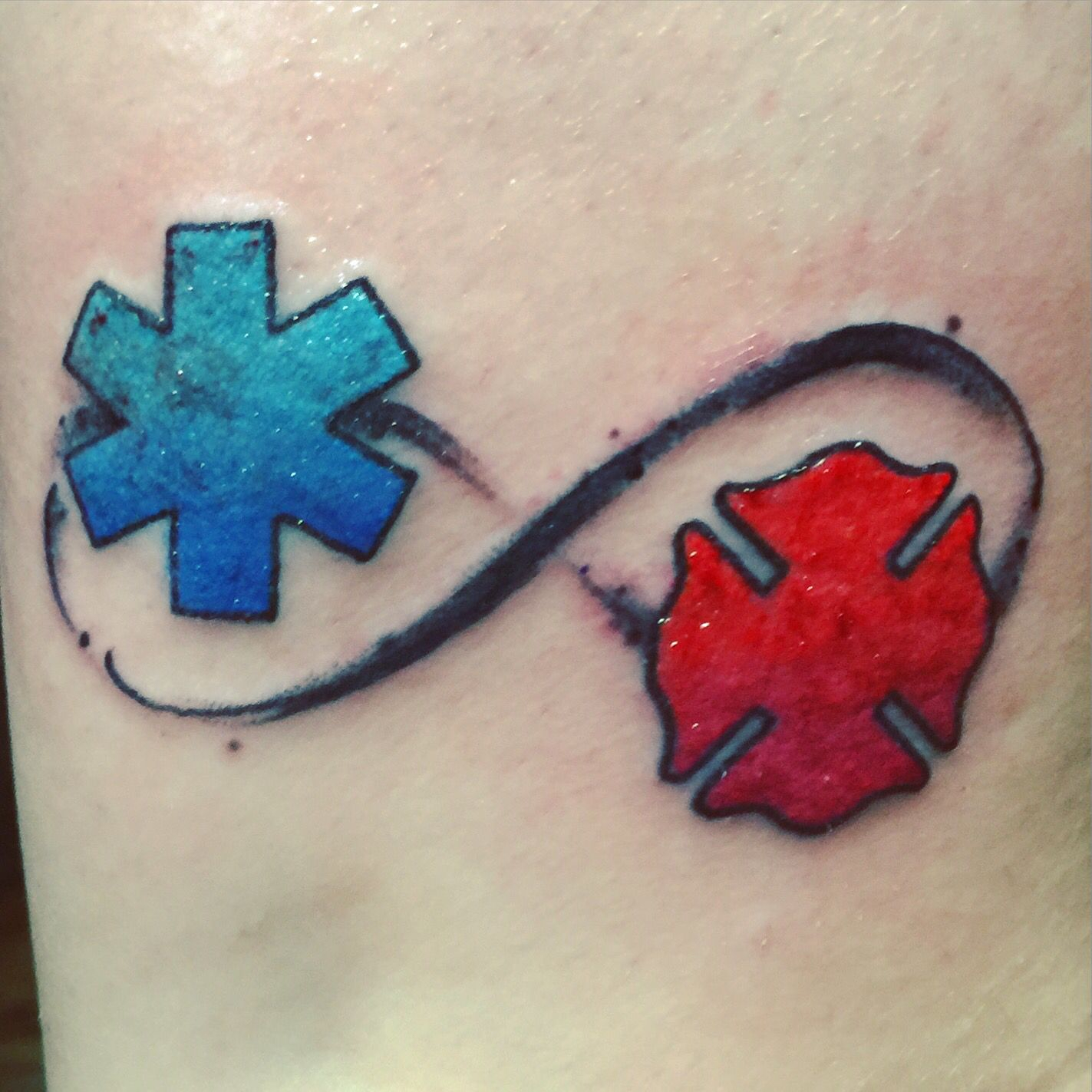 Star Of Life And Maltese Cross Tattoo Symbolizing My Love Of regarding proportions 1423 X 1423