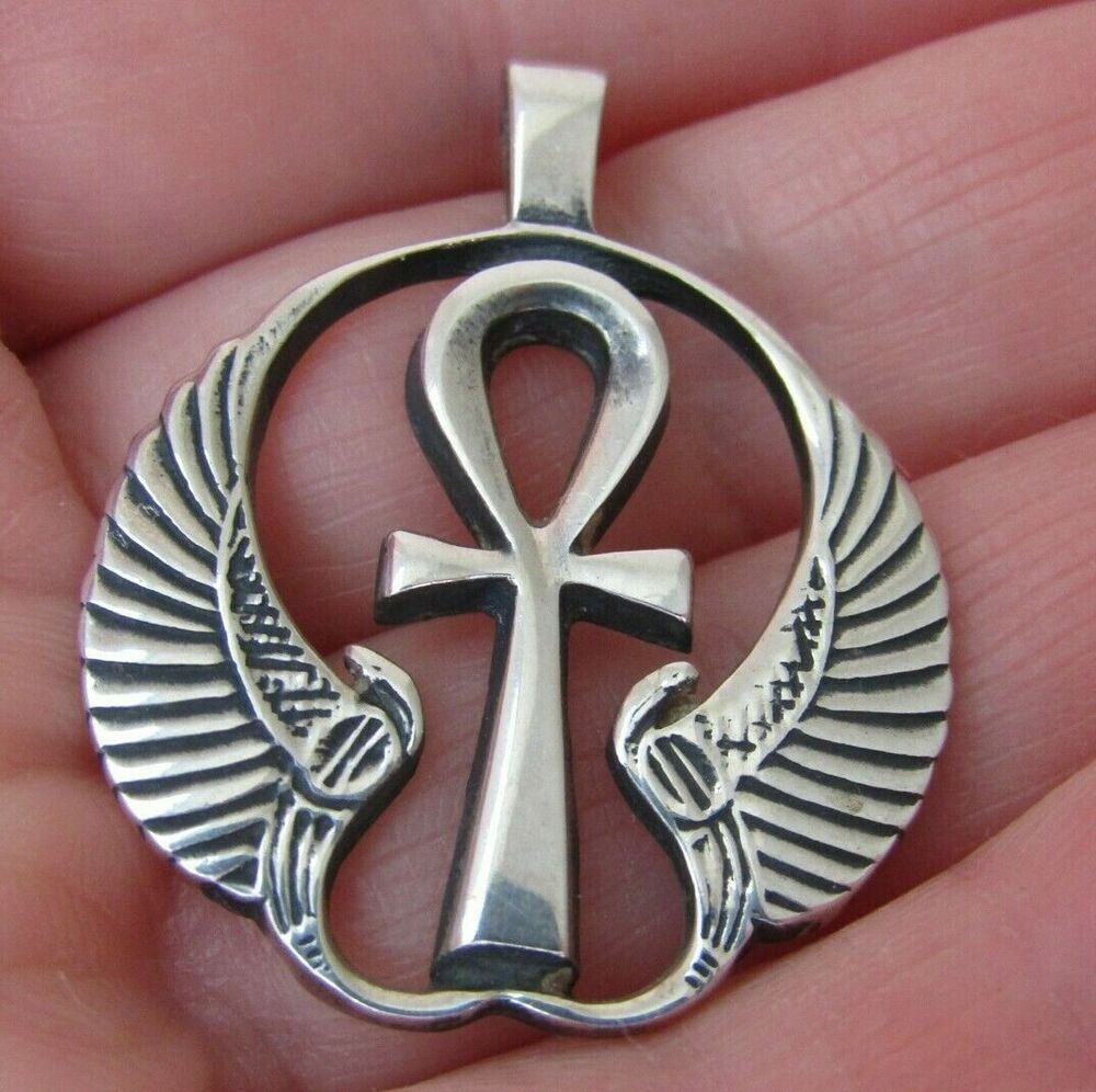 Sterling Silver Anhk Cross Star Of David Wings Of Isis Hallmark Cm throughout sizing 1000 X 996