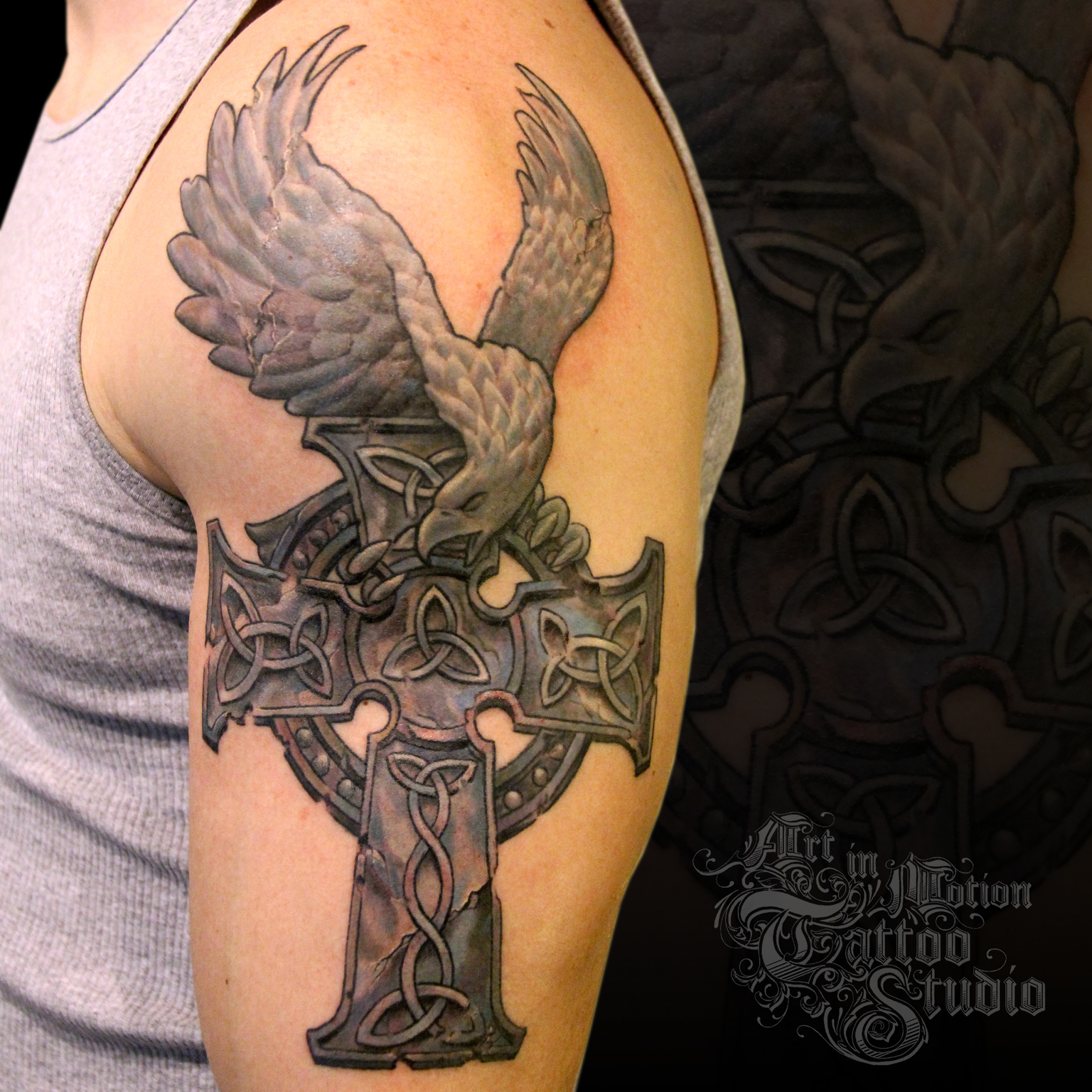 Stone Celtic Cross Art In Motion Tattoo Studio throughout size 1536 X 1536