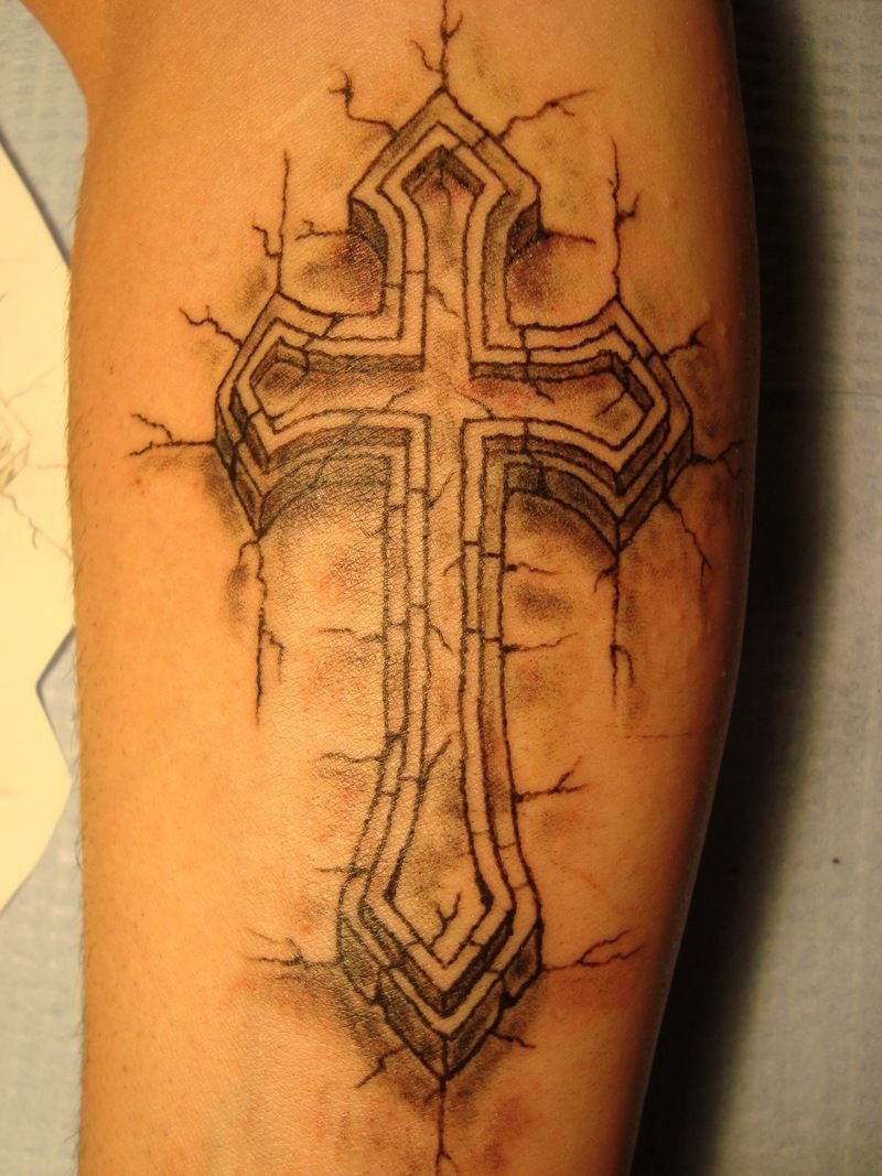 Stone Cross With Cracks Tattoo Ideas Cross Tattoo Designs pertaining to measurements 800 X 1067