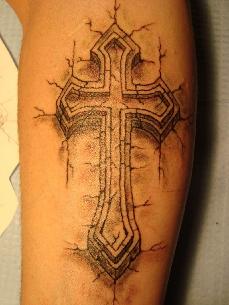 Stone Cross With Cracks Tattoo Ideas Cross Tattoo Designs with sizing 800 X 1067