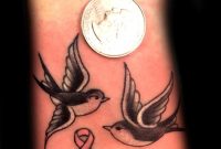 Swallow Bird Tattoo In Black And Grey With Cancer Ribbon In Pink with regard to size 1000 X 1233