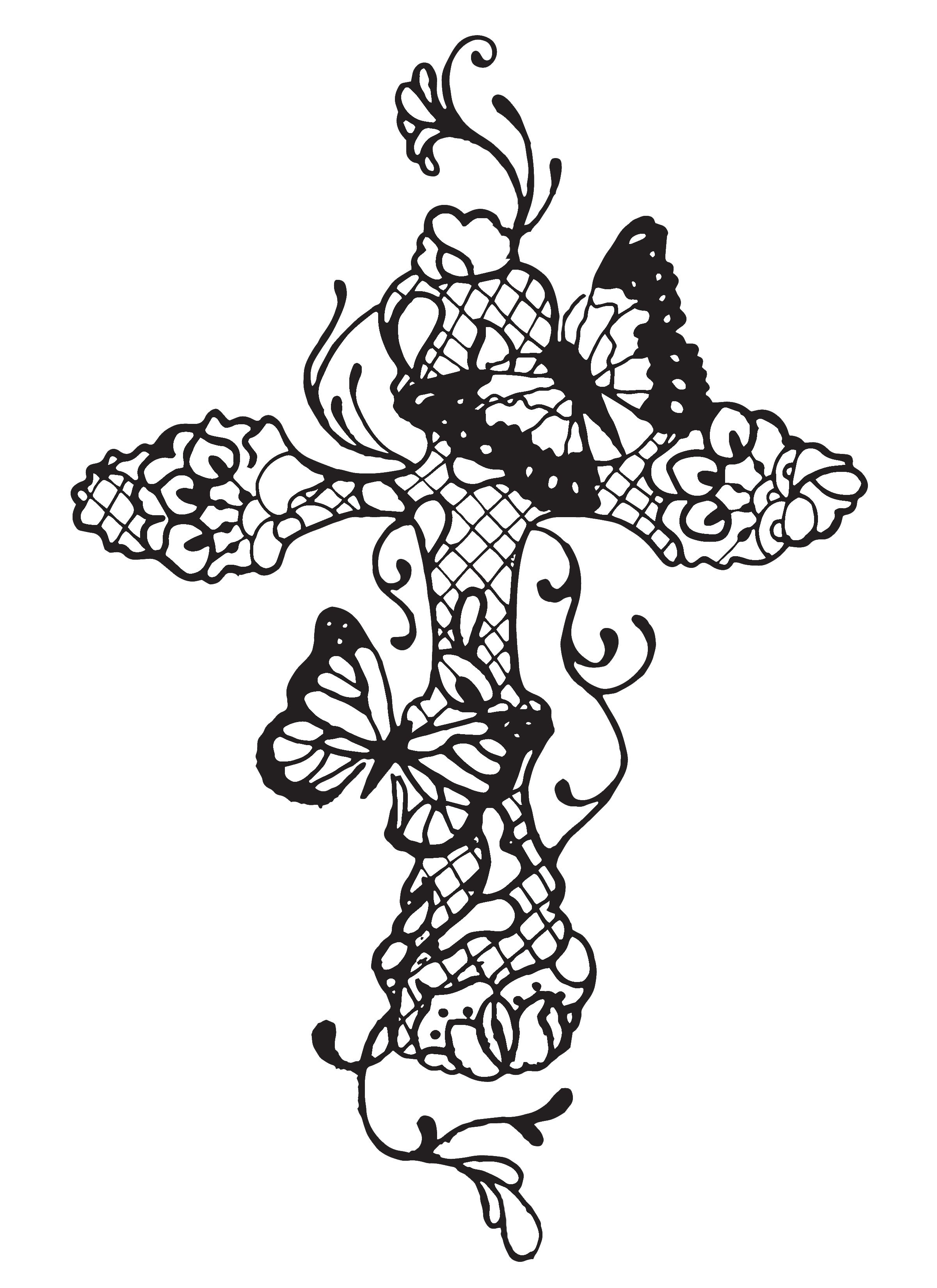Tattoo Concept Butterflies Cross Lace Cross Modern Art for proportions 2401 X 3300
