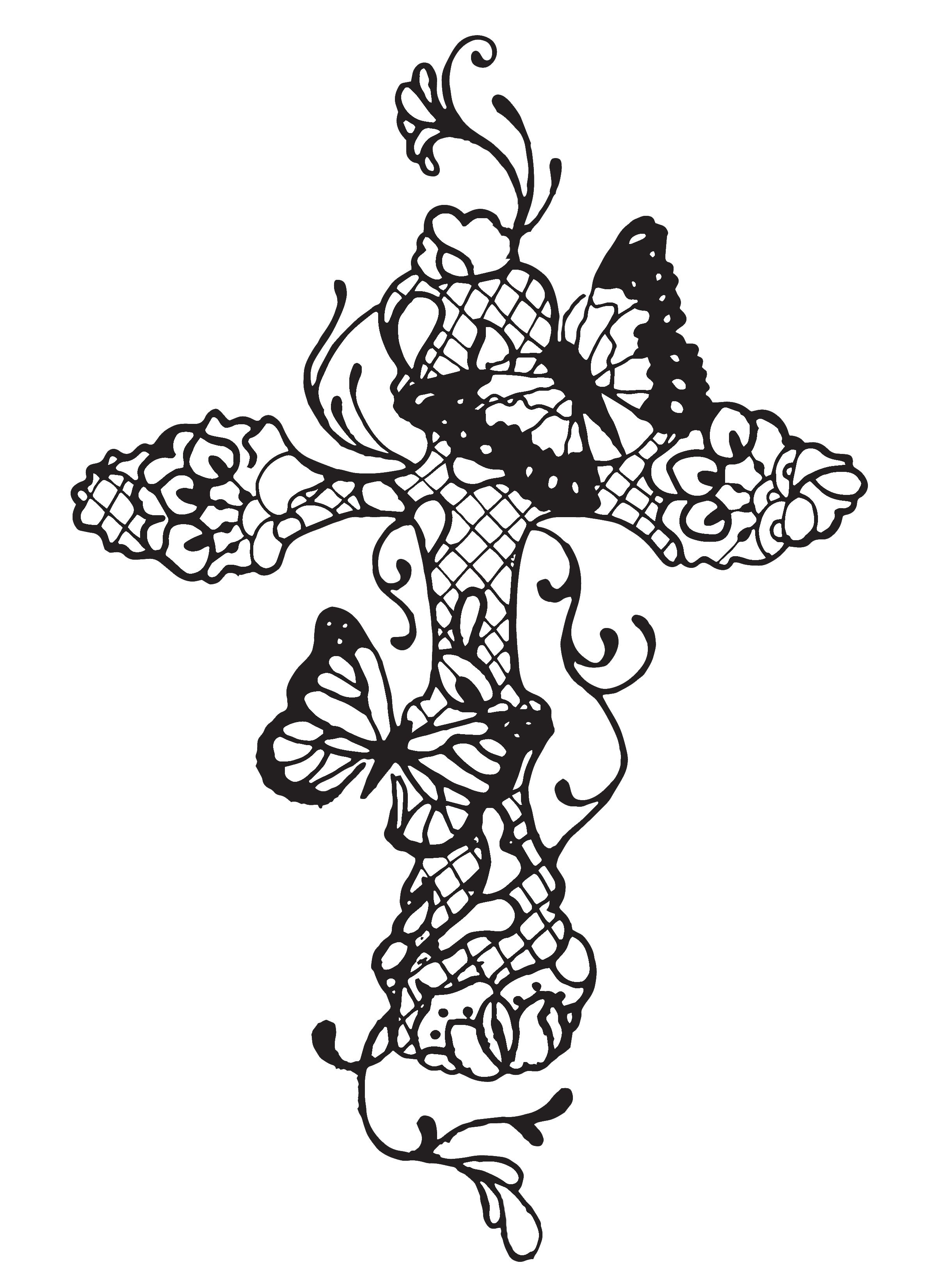 Tattoo Concept Butterflies Cross Lace Cross Modern Art inside proportions 2401 X 3300