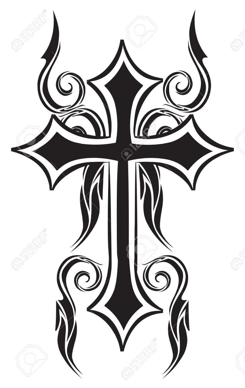 Tattoo Design Of Christian Cross Vintage Engraved Illustration throughout size 820 X 1300