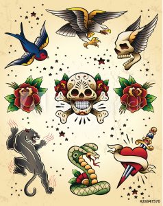 Tattoo Flash Vector Elements Fotografia Obraz Na Posterssk in dimensions 792 X 1000