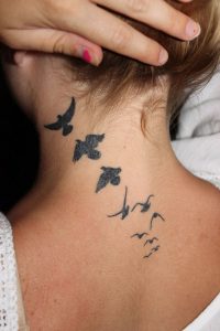 Tattoo Quotes For Women Flying Birds On Upper Back Tattoo within proportions 730 X 1095