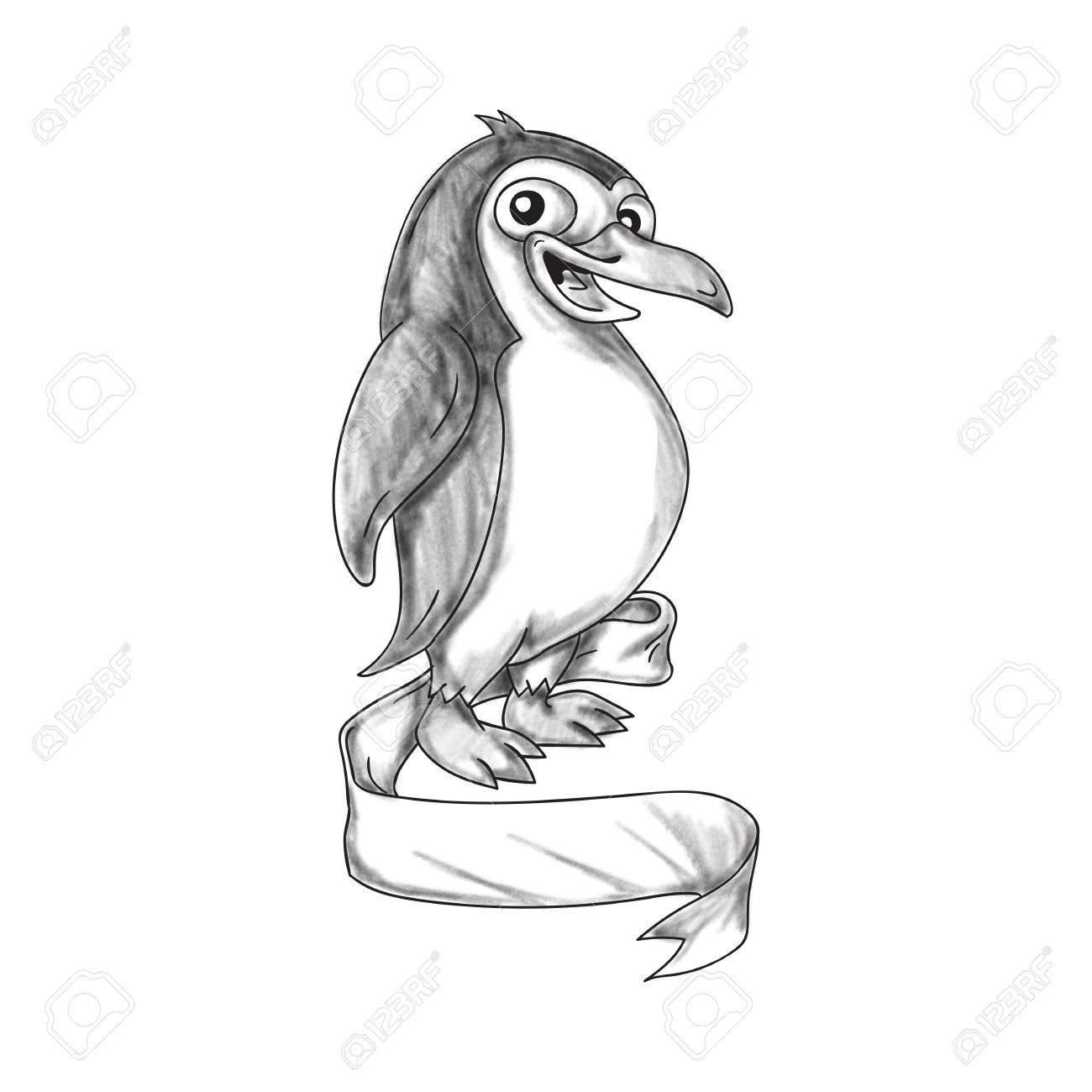 Tattoo Style Illustration Of A Penguin An Aquatic Flightless pertaining to dimensions 1300 X 1300