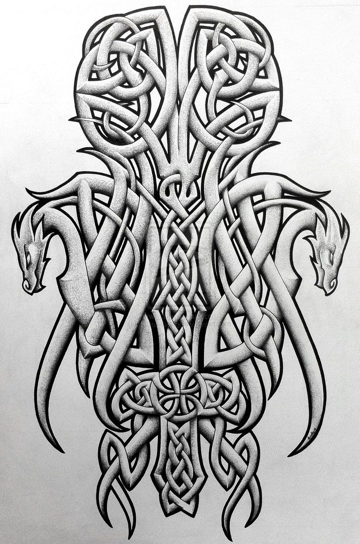 Tattoos Celtic Norse Celtic Dragons And Cross Tattoo with measurements 727 X 1098