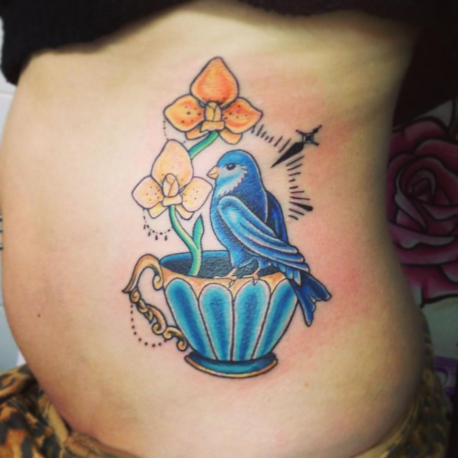 Teacup And Blue Bird Tattoo Tattoomagz Tattoo Designs Ink in measurements 900 X 900