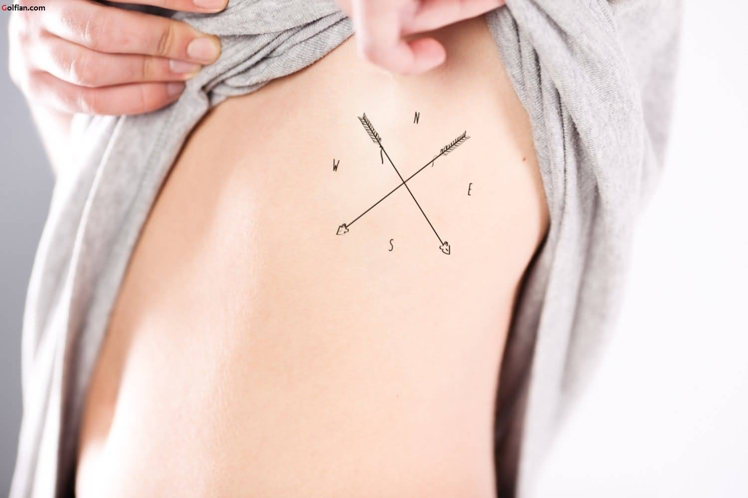 Terrific Cross Arrow Tattoo Design Made On Rib Side Golfian with size 1500 X 1000