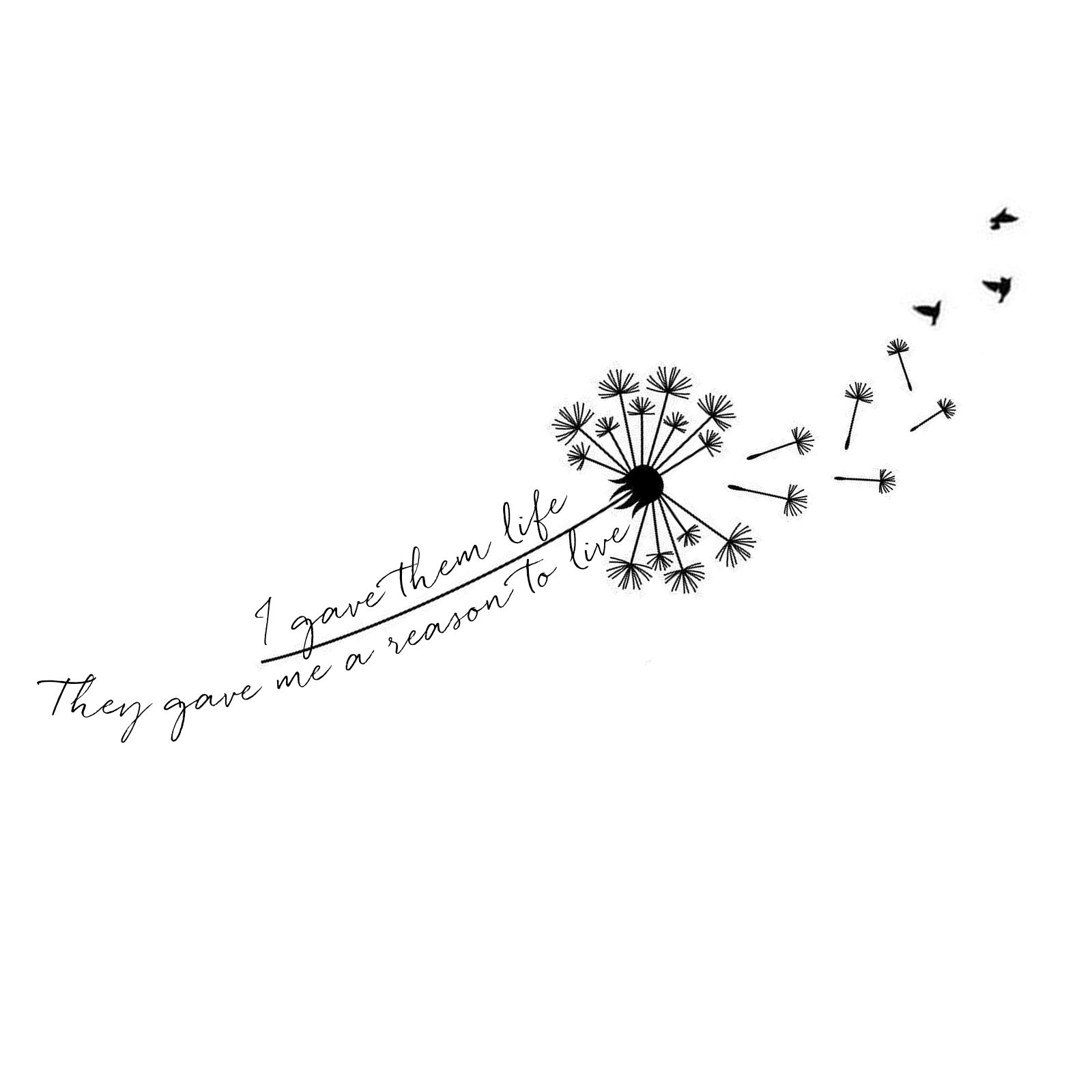 They Gave Me A Reason To Live Dandelion Tattoo With 3 Birds inside measurements 1600 X 1600
