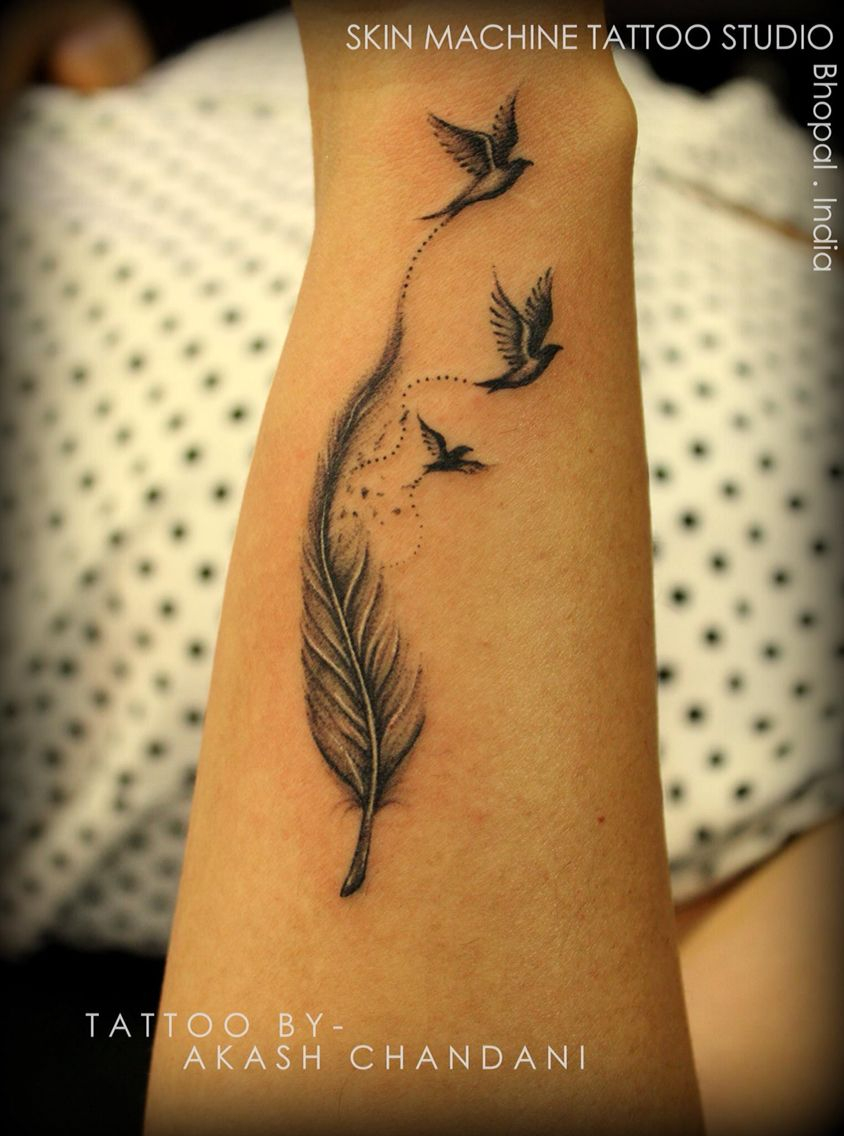 This Is One Of My Fav Work Feather With Birds Tattoo Akash for measurements 844 X 1136