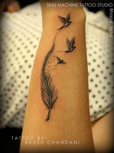 This Is One Of My Fav Work Feather With Birds Tattoo Akash intended for proportions 844 X 1136