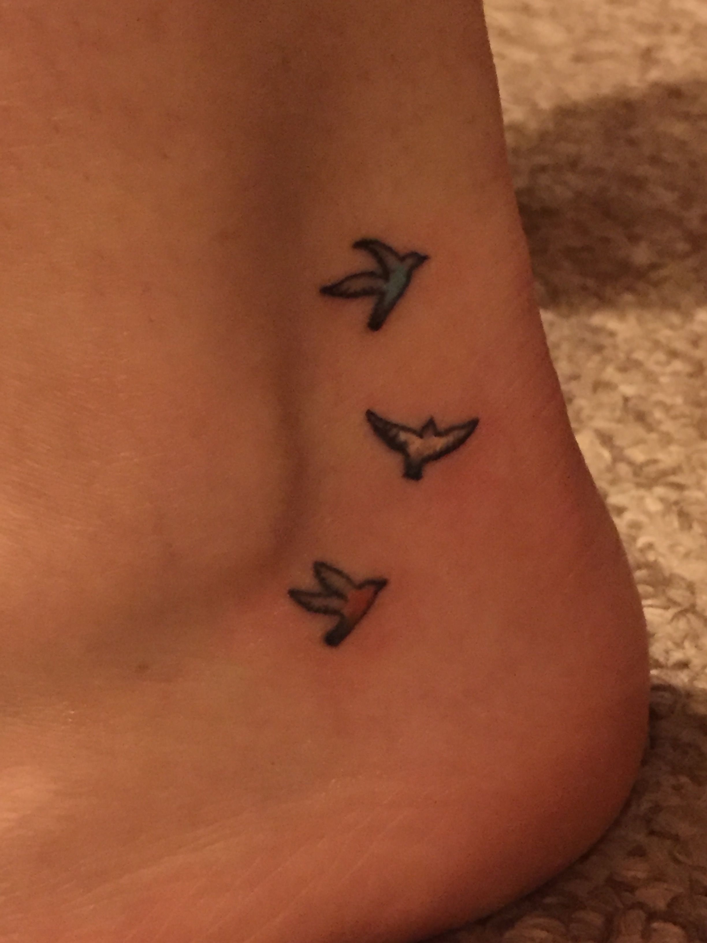 Tiny Three Little Birds Tattoo On Ankle Tattoo for size 2448 X 3264