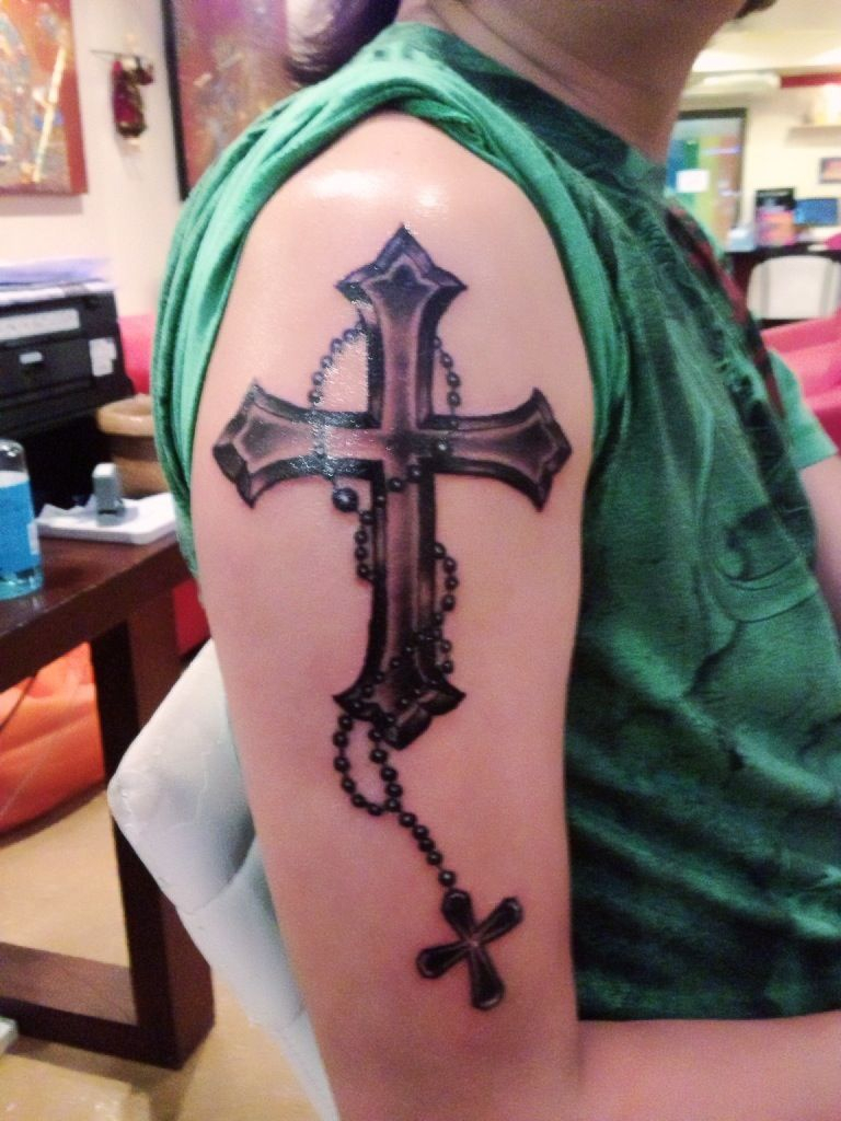 To Prove My Faith A Big Cross On My Right Arm With A Small for sizing 768 X 1024