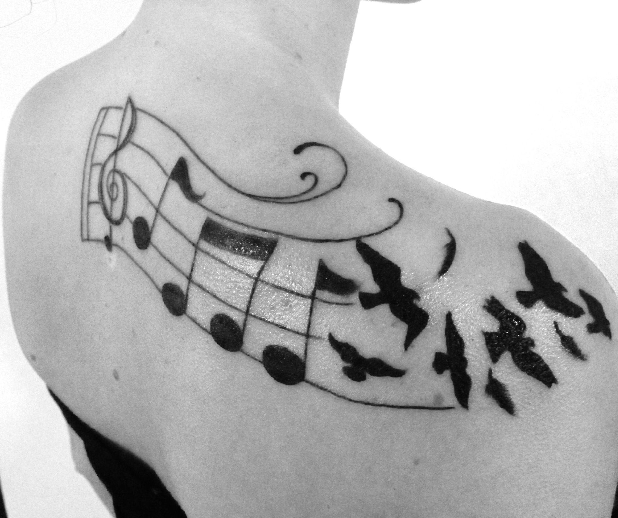Treble Clef Tattoo With Birds And Feathers Loving It Tattoo with size 2047 X 1716