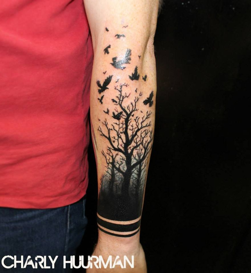 Trees Birds Tattoo Artworks Tree With Birds Tattoo Sleeve intended for size 880 X 957