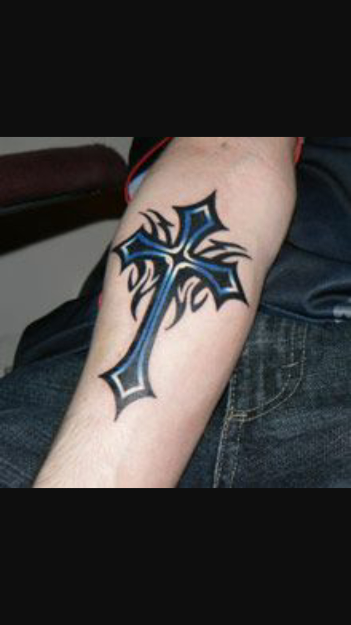 Tribal Cross Mostly Black On Forearm Tattoo within sizing 720 X 1280