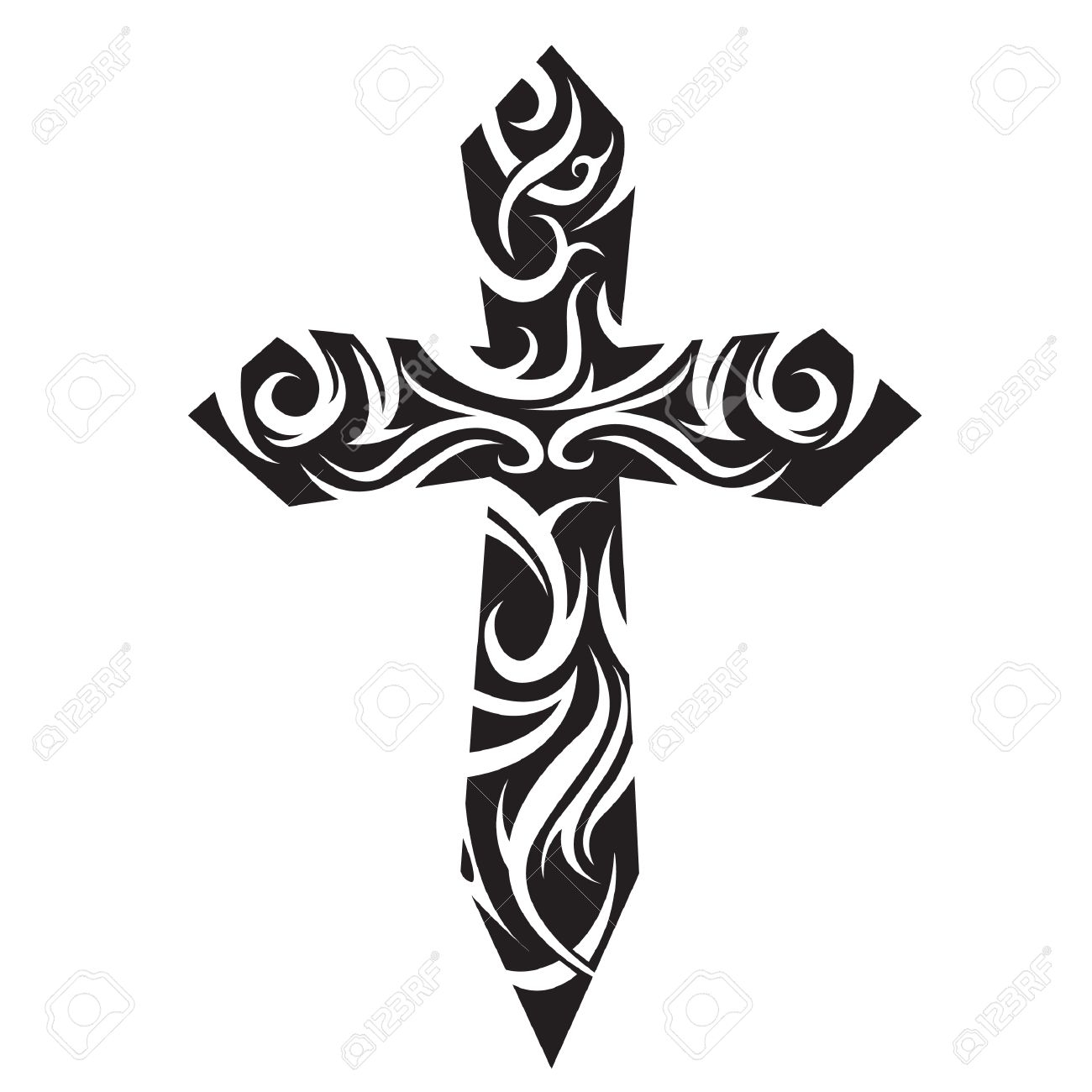 Христианский крест вектор тату цветной