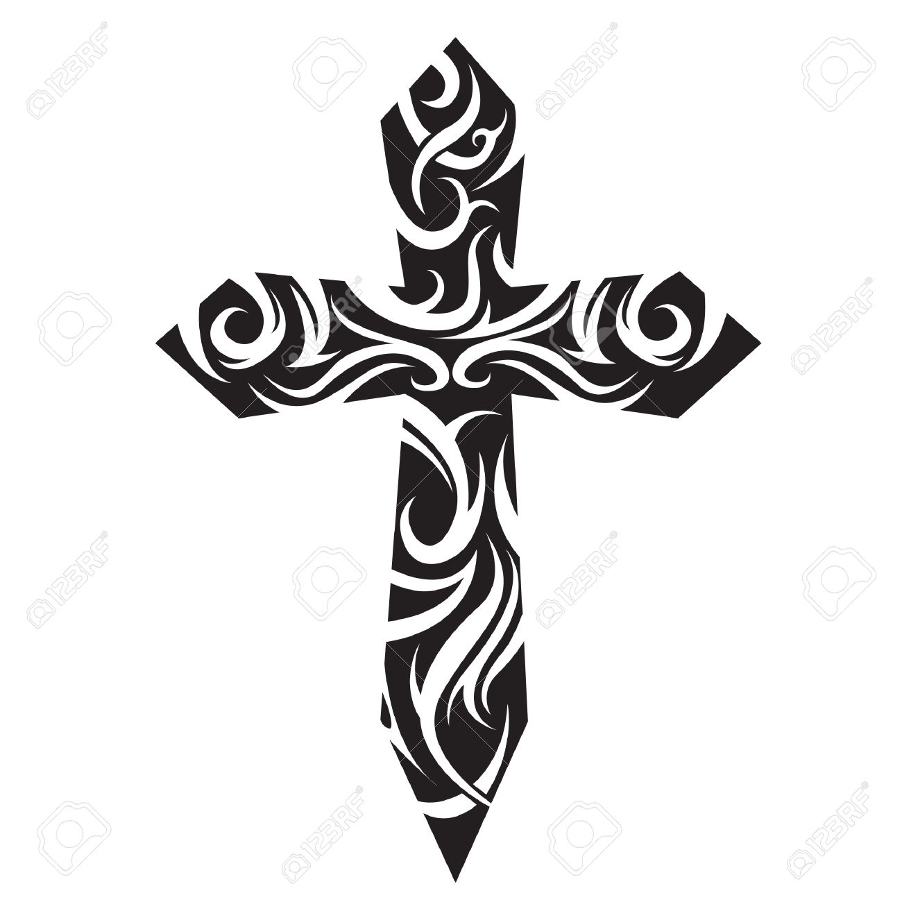 Tribal Cross Tattoo Royalty Free Cliparts Vectors And Stock intended for measurements 1300 X 1300