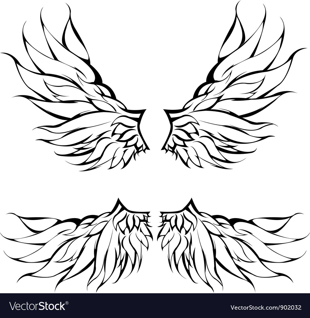 Tribal Wings Tattoo Design Royalty Free Vector Image regarding proportions 1000 X 1028