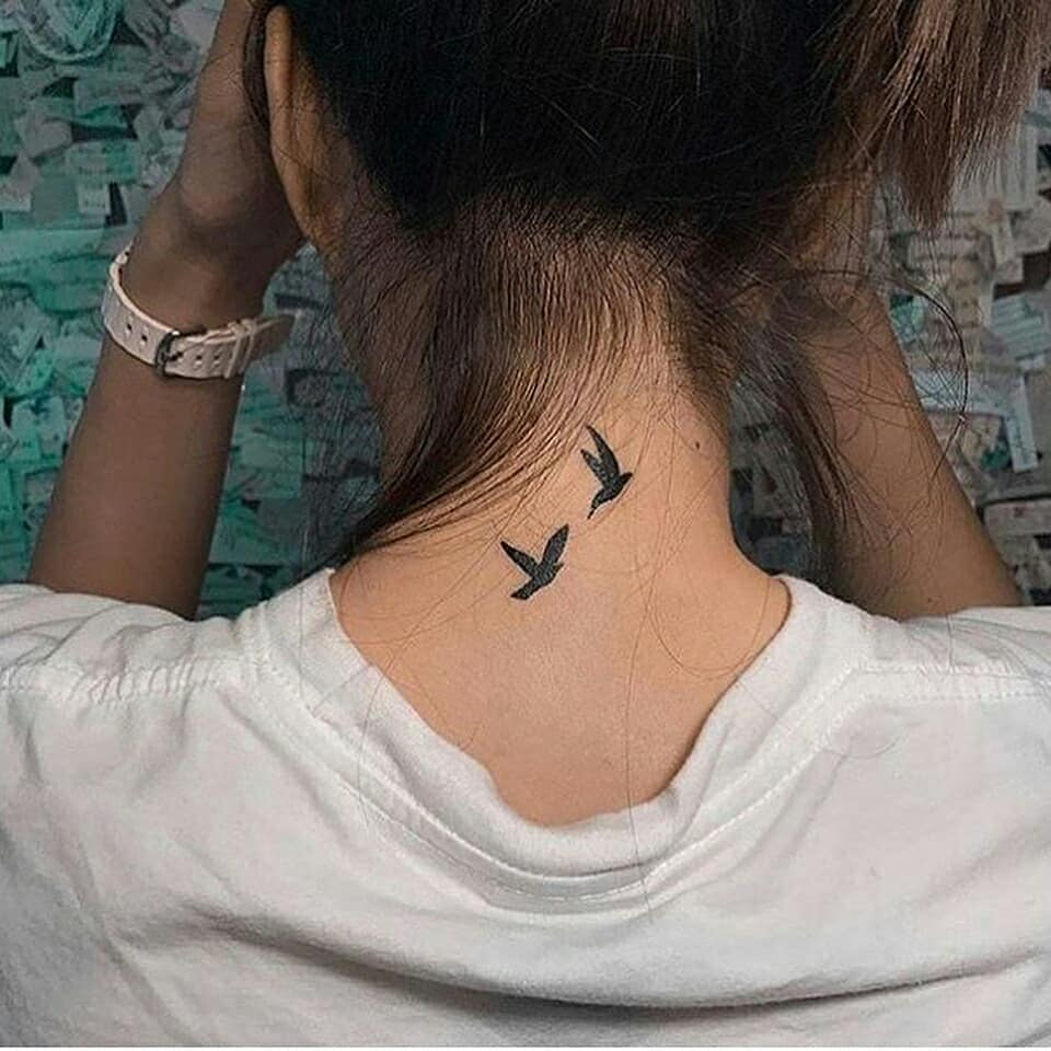 Two Birds Tattoo On The Neck Tattoogrid with regard to size 960 X 960