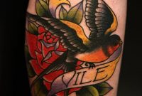 Uncle Allan Swallow Bird Scroll Rose Flower Tattoo Tattoo Rose with sizing 900 X 1350